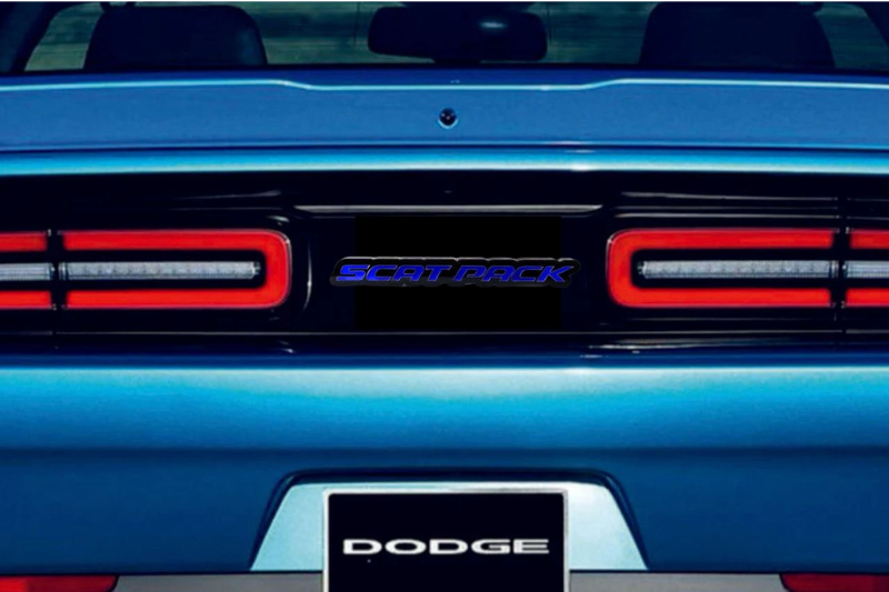 Dodge Challenger trunk rear emblem between tail lights with Scat Pack logo Dodge emblems decoinfabric