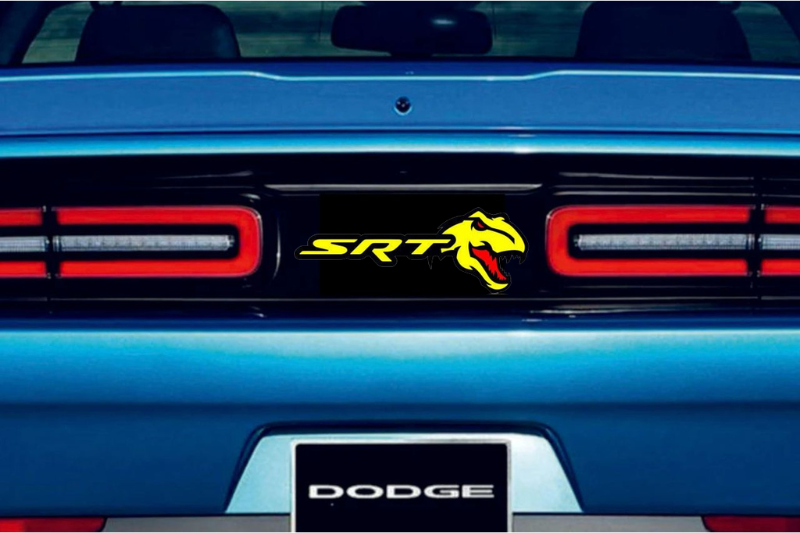 Dodge Challenger trunk rear emblem between tail lights with SRT + Tirex logo (type 2)