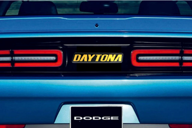 Dodge Challenger trunk rear emblem between tail lights with Daytona logo
