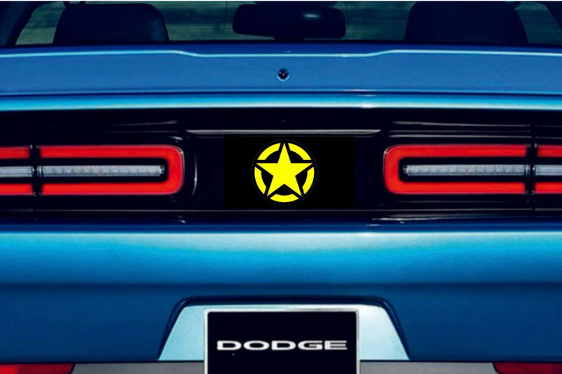 Dodge Challenger trunk rear emblem between tail lights with Star US Army logo