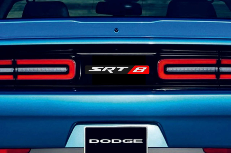 Dodge Challenger trunk rear emblem between tail lights with SRT8 logo