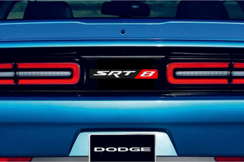 Dodge Challenger trunk rear emblem between tail lights with SRT8 logo Dodge emblems decoinfabric