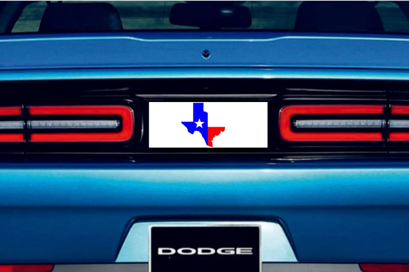 Dodge Challenger trunk rear emblem between tail lights with Texas logo
