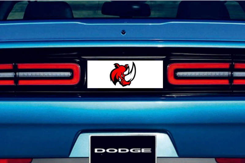 Dodge Challenger trunk rear emblem between tail lights with Rhino logo