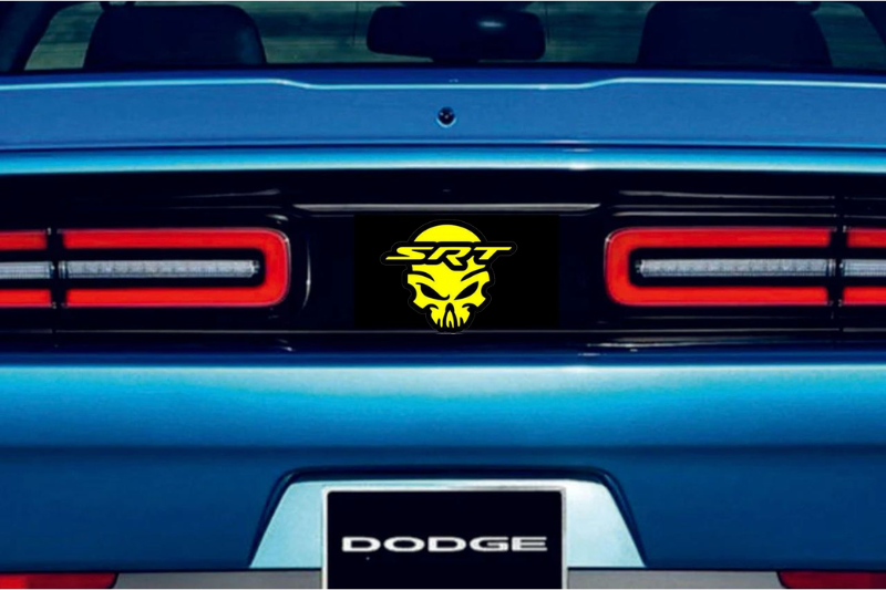 Dodge Challenger trunk rear emblem between tail lights with SRT Skull logo