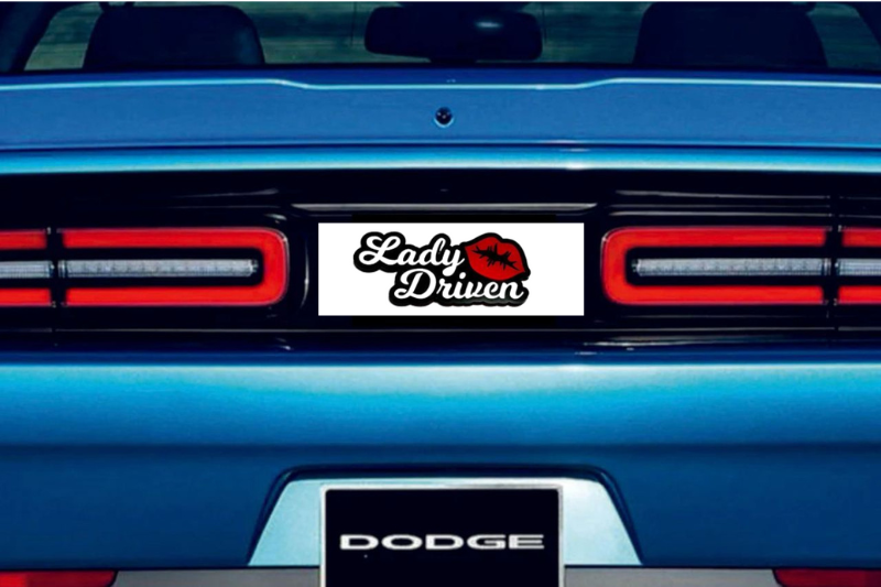 Dodge Challenger trunk rear emblem between tail lights with Lady Driven logo