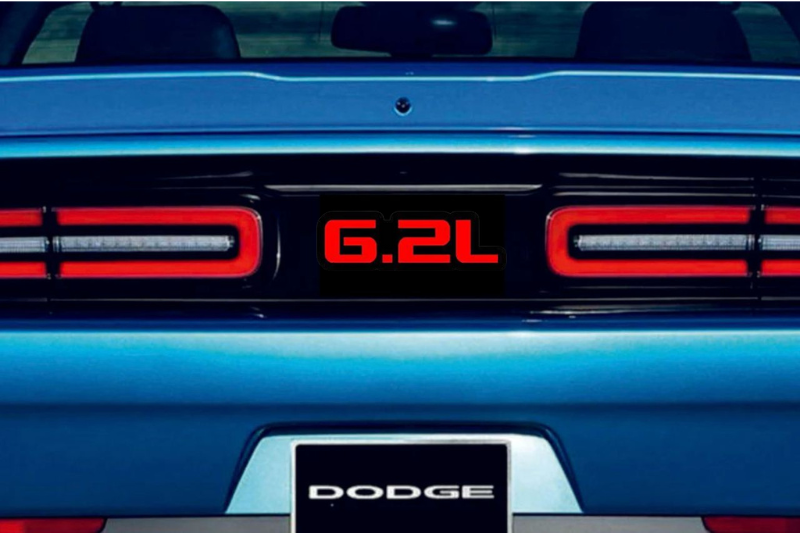 Dodge Challenger trunk rear emblem between tail lights with 6.2L logo (Type 2)