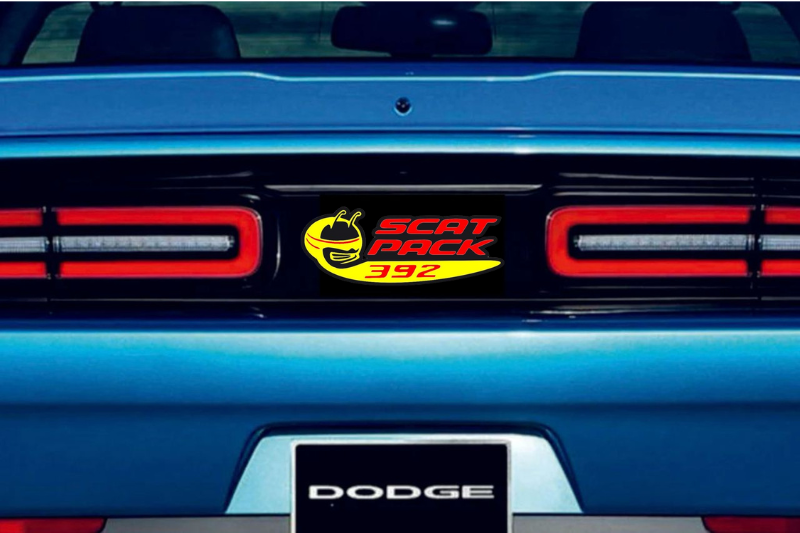 Dodge Challenger trunk rear emblem between tail lights with 392 Scat Pack logo (Type 3)