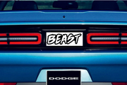 Dodge Challenger trunk rear emblem between tail lights with BEAST logo Dodge emblems decoinfabric