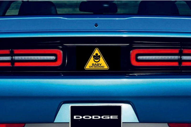 Dodge Challenger trunk rear emblem between tail lights with Baby on Board logo (Type 6) Dodge emblems decoinfabric