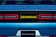 Dodge Challenger trunk rear emblem between tail lights with Hoonigan logo Dodge emblems decoinfabric