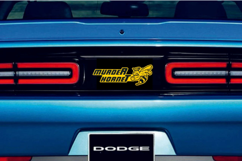 Dodge Challenger trunk rear emblem between tail lights with murdeR horneT logo