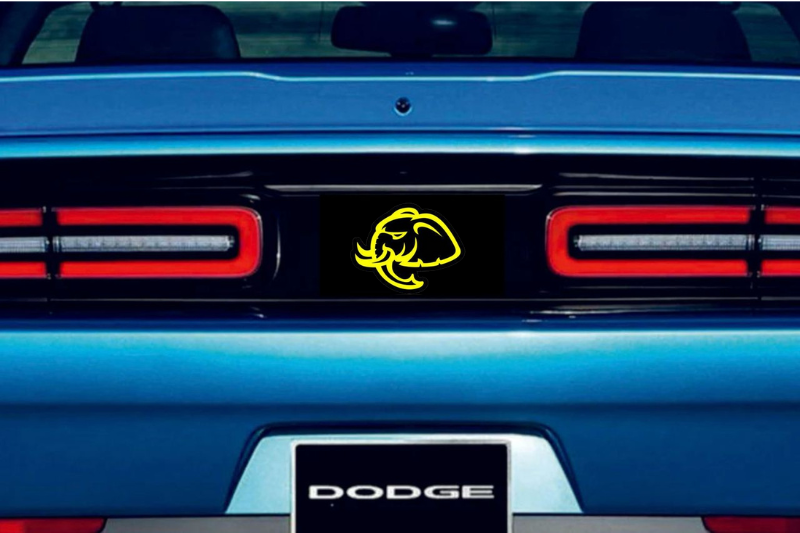 Dodge Challenger trunk rear emblem between tail lights with Hellephant logo