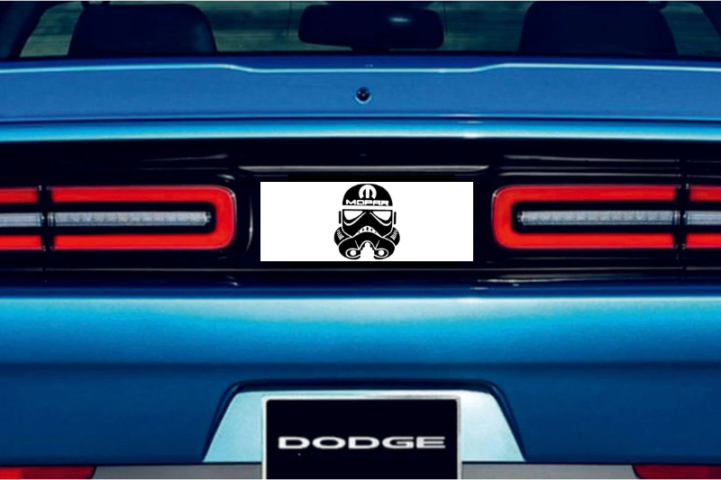 Dodge Challenger trunk rear emblem between tail lights with Storm Trooper Mopar logo Dodge emblems decoinfabric
