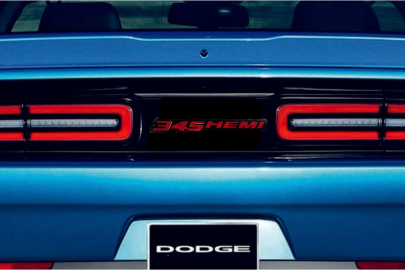 Dodge Challenger trunk rear emblem between tail lights with 345 HEMI logo Dodge emblems decoinfabric