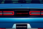 Dodge Challenger trunk rear emblem between tail lights with 345 HEMI logo Dodge emblems decoinfabric