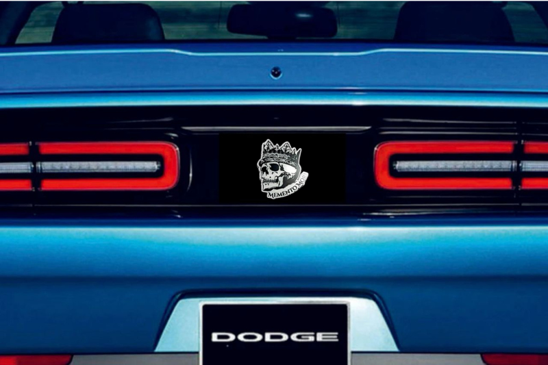Dodge Challenger trunk rear emblem between tail lights with Memento Mori logo