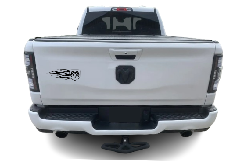 Dodge RAM tailgate trunk rear emblem with Dodge RAM Flame logo
