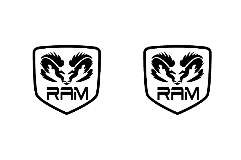 Dodge RAM emblem for fenders with Dodge RAM logo (Type 4) Dodge emblems decoinfabric BLACK WHITE