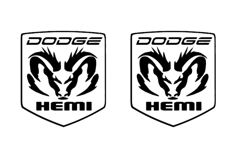 Dodge RAM emblem for fenders with Hemi logo (Type 2) Dodge emblems decoinfabric BLACK WHITE