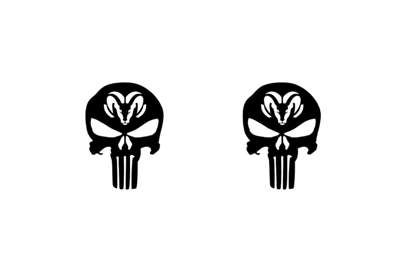 Dodge RAM emblem for fenders with Dodge RAM Punisher logo Dodge emblems decoinfabric BLACK WHITE