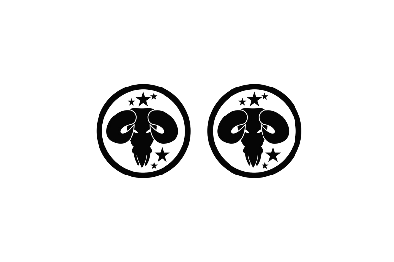 Dodge RAM emblem for fenders with Dodge RAM logo (Type 5) Dodge emblems decoinfabric BLACK WHITE