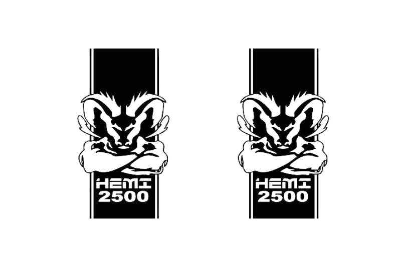 Dodge RAM emblem for fenders with Hemi 2500 logo Dodge emblems decoinfabric BLACK WHITE