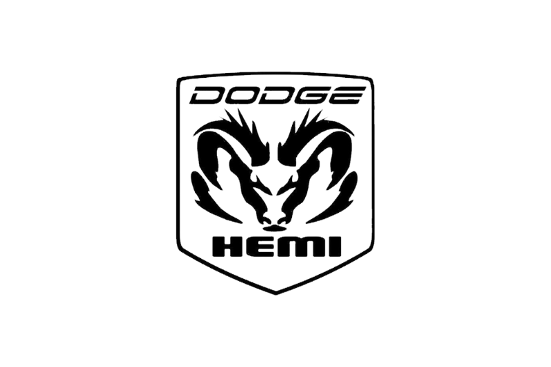 Dodge RAM Radiator grille emblem with Hemi logo (Type 2) Dodge emblems decoinfabric BLACK WHITE