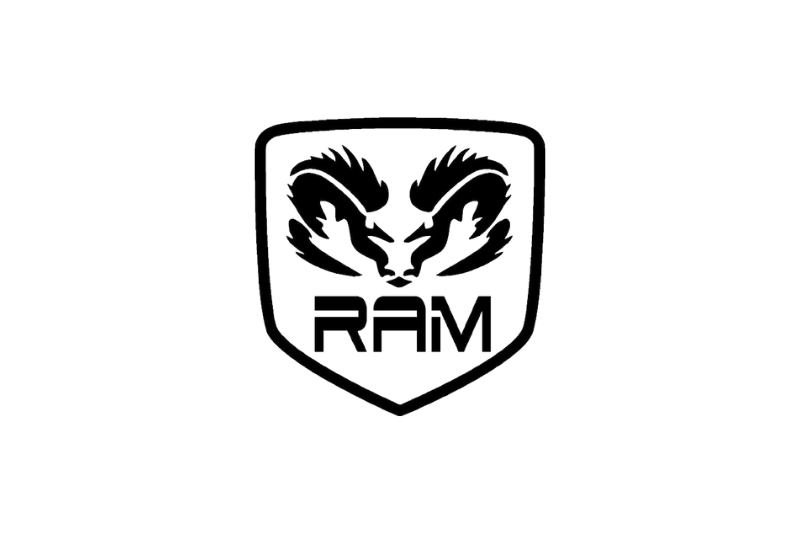 Dodge RAM Radiator grille emblem with Dodge RAM logo (Type 4) Dodge emblems decoinfabric BLACK WHITE