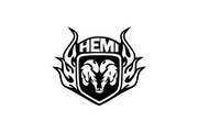 Dodge RAM Radiator grille emblem with Hemi logo Dodge emblems decoinfabric BLACK WHITE