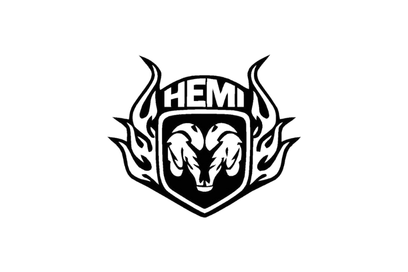 Dodge RAM tailgate trunk rear emblem with Hemi logo Dodge emblems decoinfabric BLACK WHITE