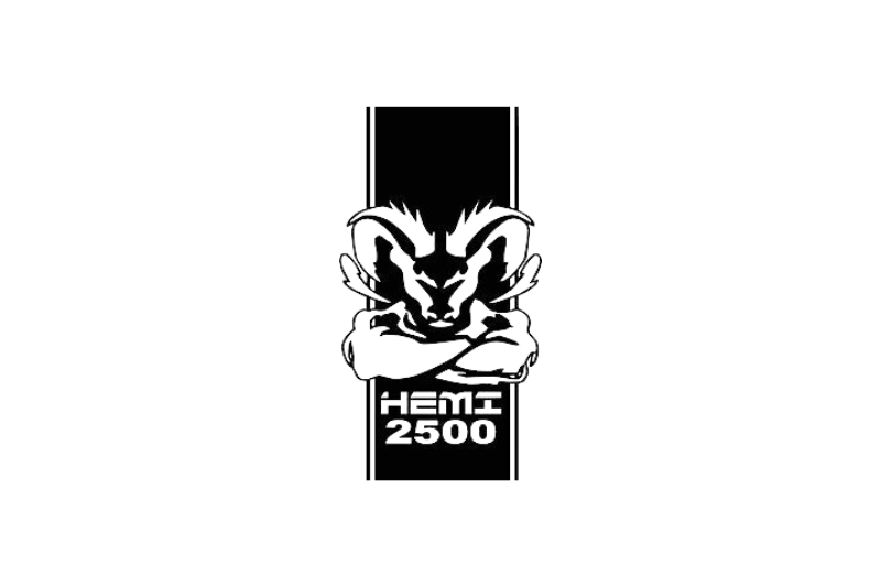Dodge RAM tailgate trunk rear emblem with Hemi 2500 logo Dodge emblems decoinfabric BLACK WHITE