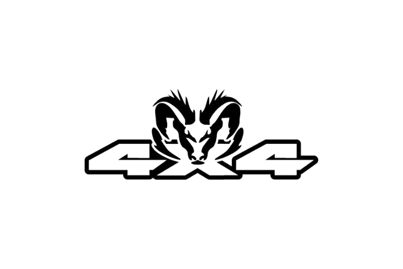Dodge RAM tailgate trunk rear emblem with Dodge RAM 4х4 logo Dodge emblems decoinfabric BLACK WHITE