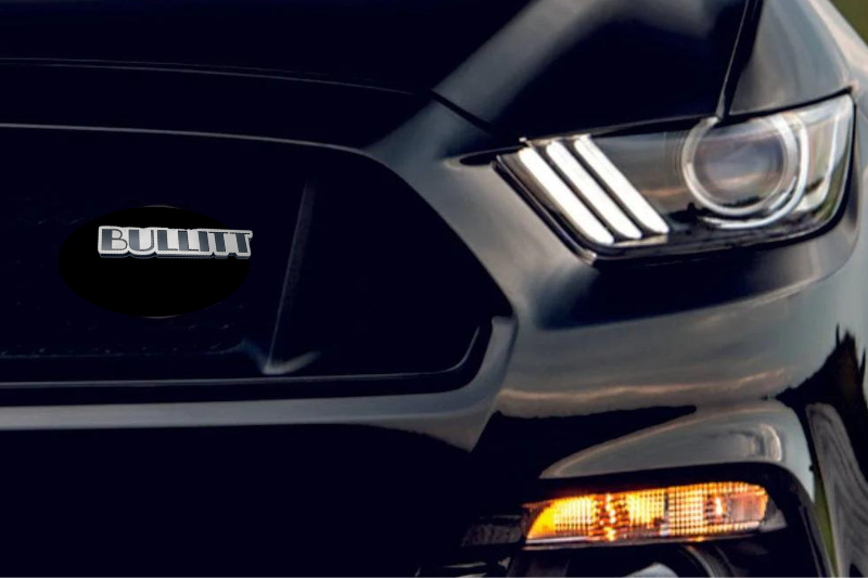 Ford Mustang stainless steel Radiator Grille emblem with Bullitt logo (type 3) - decoinfabric