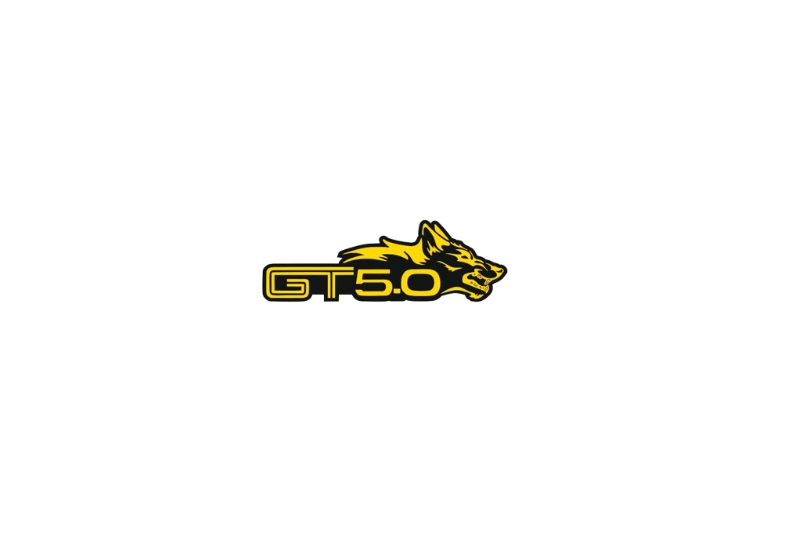 Ford Mustang tailgate trunk rear emblem with GT 5.0 Coyote logo Ford emblems decoinfabric BLACK YELLOW