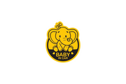 Tailgate trunk rear emblem with Baby on Board logo (Type 7) Custom Rear Emblem decoinfabric BLACK YELLOW