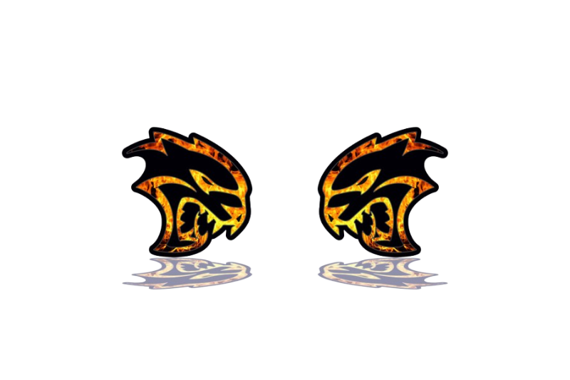 DODGE emblem for fenders with Hellcat Fire logo Dodge emblems decoinfabric FIRE FRAME+BLACK LOGO