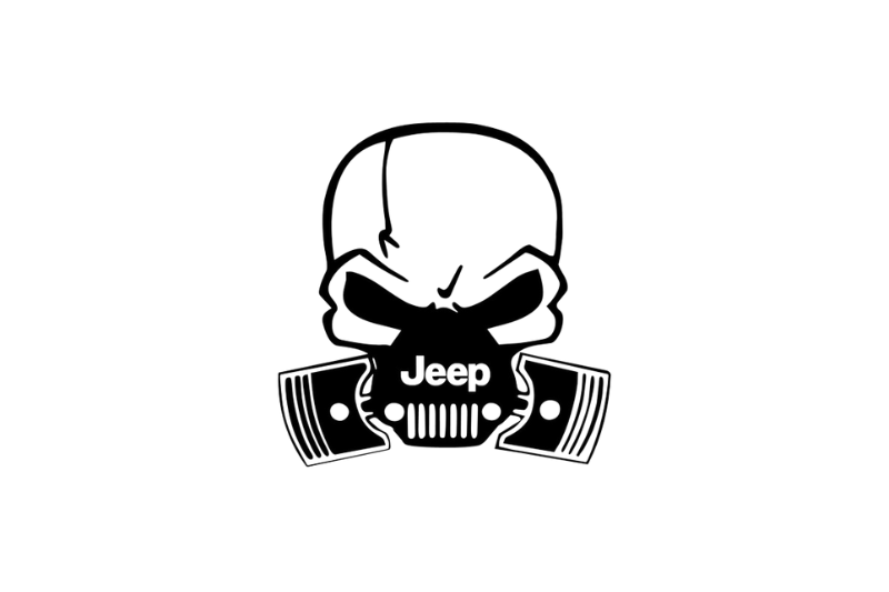 JEEP Radiator grille emblem with Jeep Skull logo Jeep emblems decoinfabric BLACK WHITE