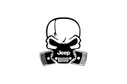 Jeep tailgate trunk rear emblem with Jeep Skull logo Jeep emblems decoinfabric BLACK WHITE