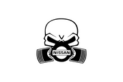 Nissan Radiator grille emblem with Nissan Gas Mask logo Nissan emblems decoinfabric BLACK WHITE