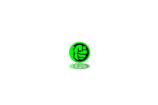 Radiator grille emblem with Hulk logo