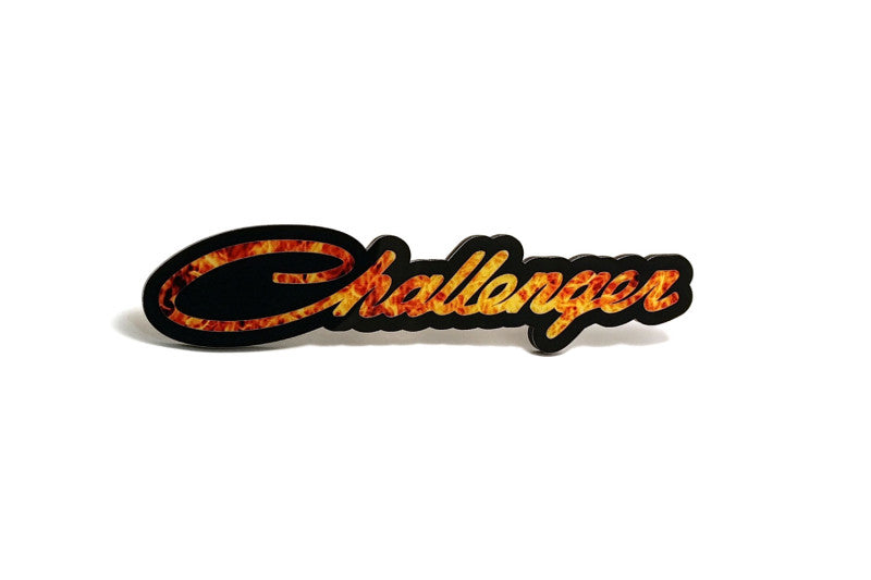 Dodge Challenger Radiator grille emblem with Challenger Fire logo Dodge emblems decoinfabric