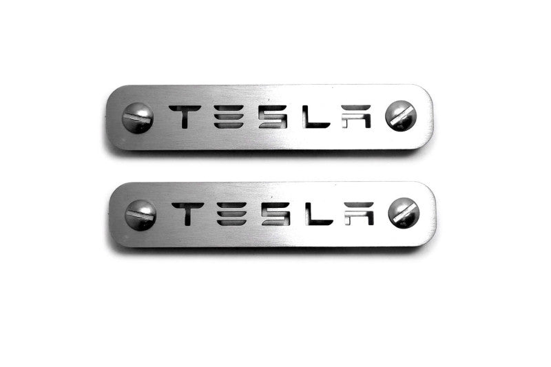 Stainless Steel Floor Mats Emblems Set Badges with Tesla Logo Car Mats Badges Decoin