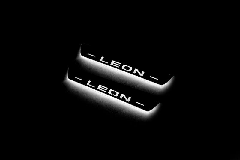 Seat Leon III 2013-2020 Auto Door Sill Plates With Logo Leon Seat Led Door Sills opdesign