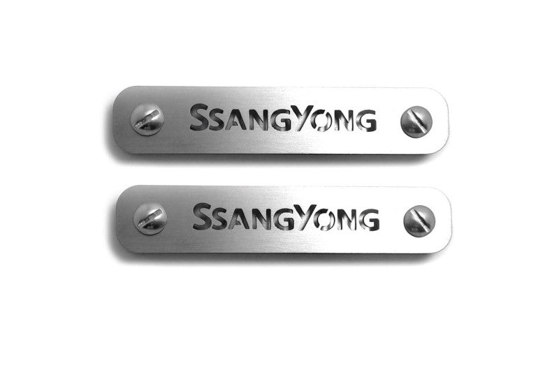 Stainless Steel Floor Mats Emblems Set Badges with SsangYong Logo Car Mats Badges Decoin
