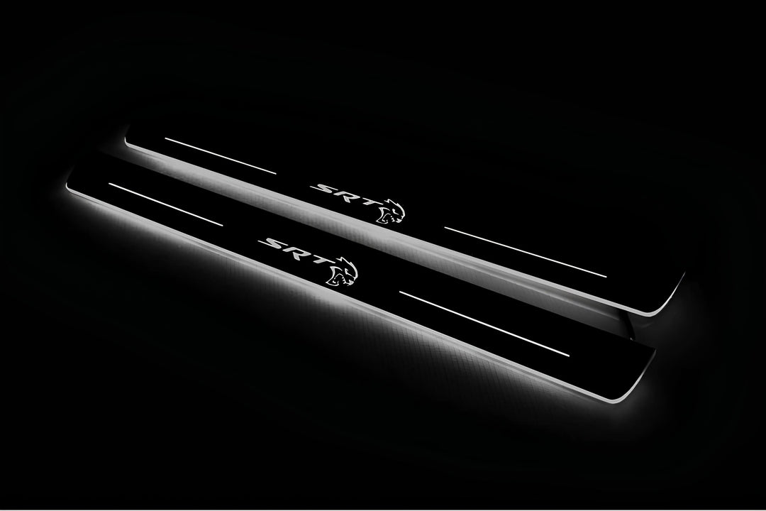 Chrysler 300C II 2011+ Door Sill Led Plate With SRT HELLCAT Logo Chrysler Led Door Sills opdesign