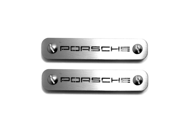 Stainless Steel Floor Mats Emblems Set Badges with Porsche Logo Car Mats Badges Decoin