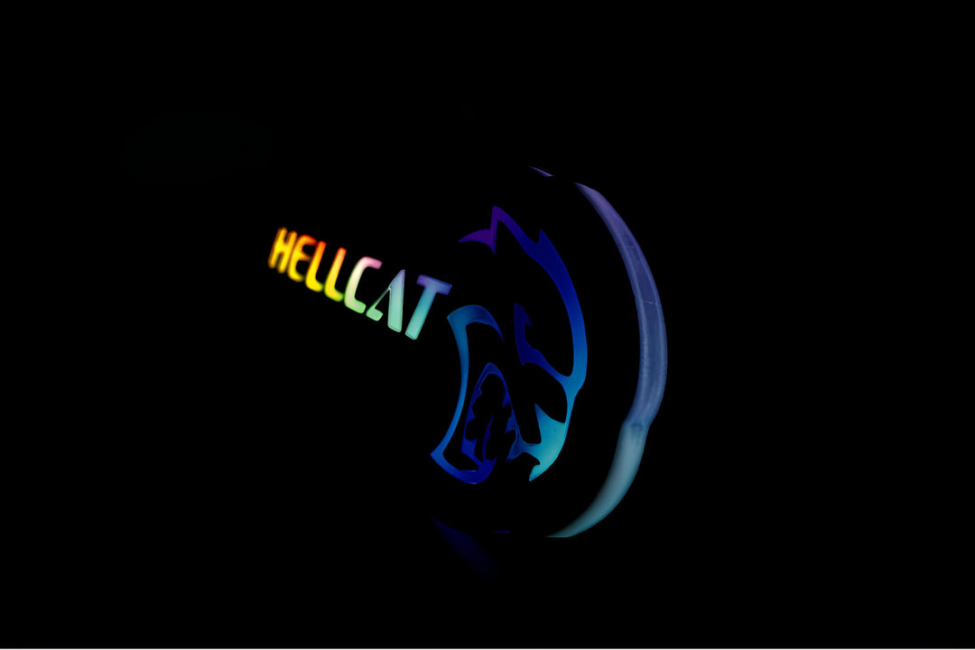 Chrysler Illuminated LED Radiator Grille Emblems and Badges with Hellcat + logo Hellcat Chrysler Led Emblems decoinfabric