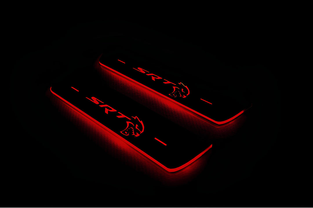 Chrysler 300C II 2011+ Door Sill Led Plate With SRT HELLCAT Logo Chrysler Led Door Sills opdesign