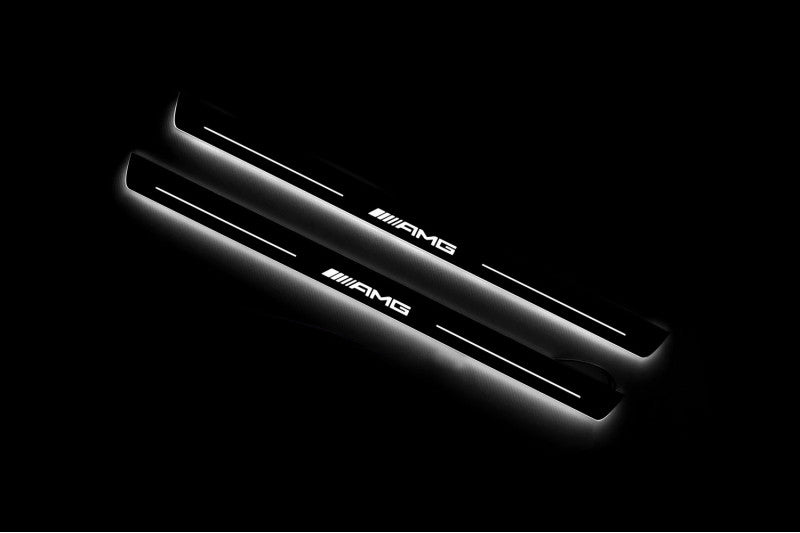 Mercedes C W205 Coupe 2014-2021 Door Sill Led Plate With AMG Logo Mercedes Led Door Sills opdesign